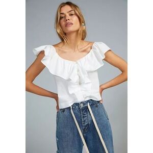 Anthropologie Maeve Ruffled Buttondown Blouse